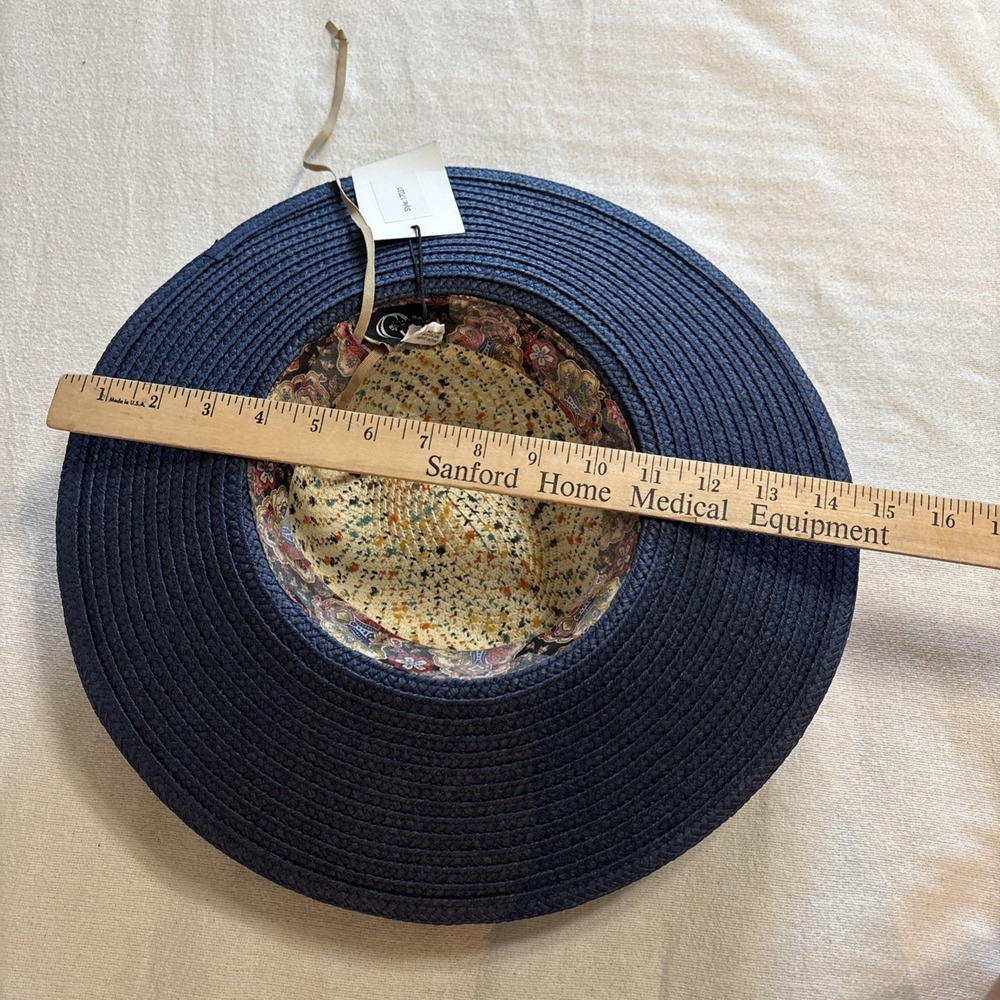 Giovannio New York Blue Multicolor Speckled Sun Hat Wide Brim Paper Beach Cruise - Picture 8 of 11